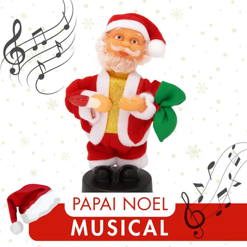 Papai Noel Musical Dançante 20cm: Decoração Festiva com Luz e Movimento