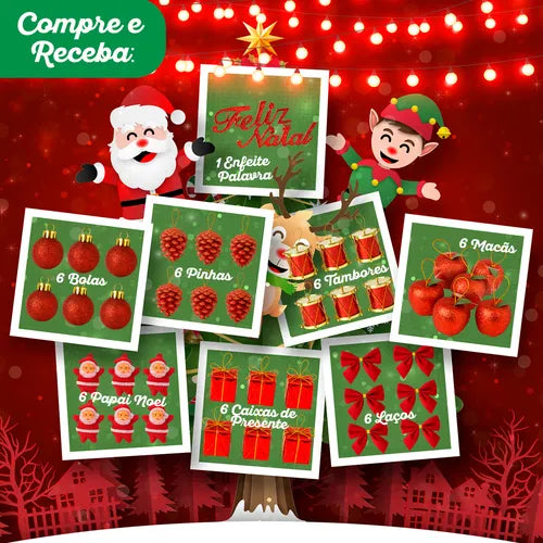 Kit 43 Enfeites Pendentes Dourados para Decoração de Árvore Natalina Festiva