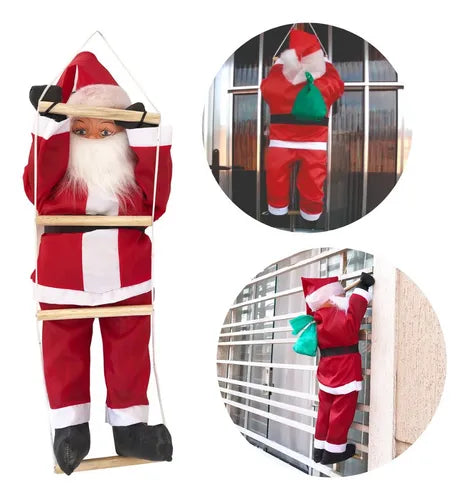 Papai Noel Escalador 90cm Grande Decoração Natalina para Varanda e Janela