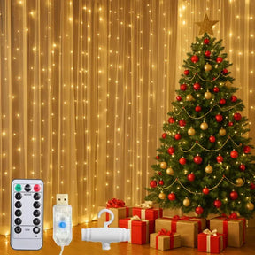 Cortina de LED 3x3 Metros: Iluminação Mágica para Festas, Casamentos e Natal
