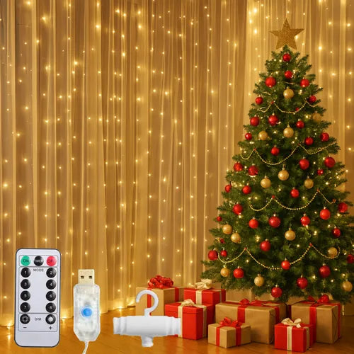 Cortina de LED 3x3 Metros: Iluminação Mágica para Festas, Casamentos e Natal