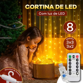 Cortina de LED 3x3 Metros: Iluminação Mágica para Festas, Casamentos e Natal